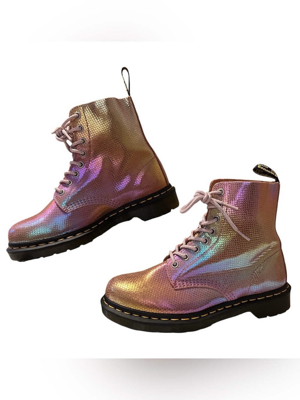 Dr. Martens Iridescent Pink Lace-Up Boot NWOT